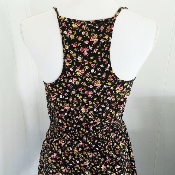 NWOT Black Floral Halter Stretch Mini Dress - Picture 5 of 5